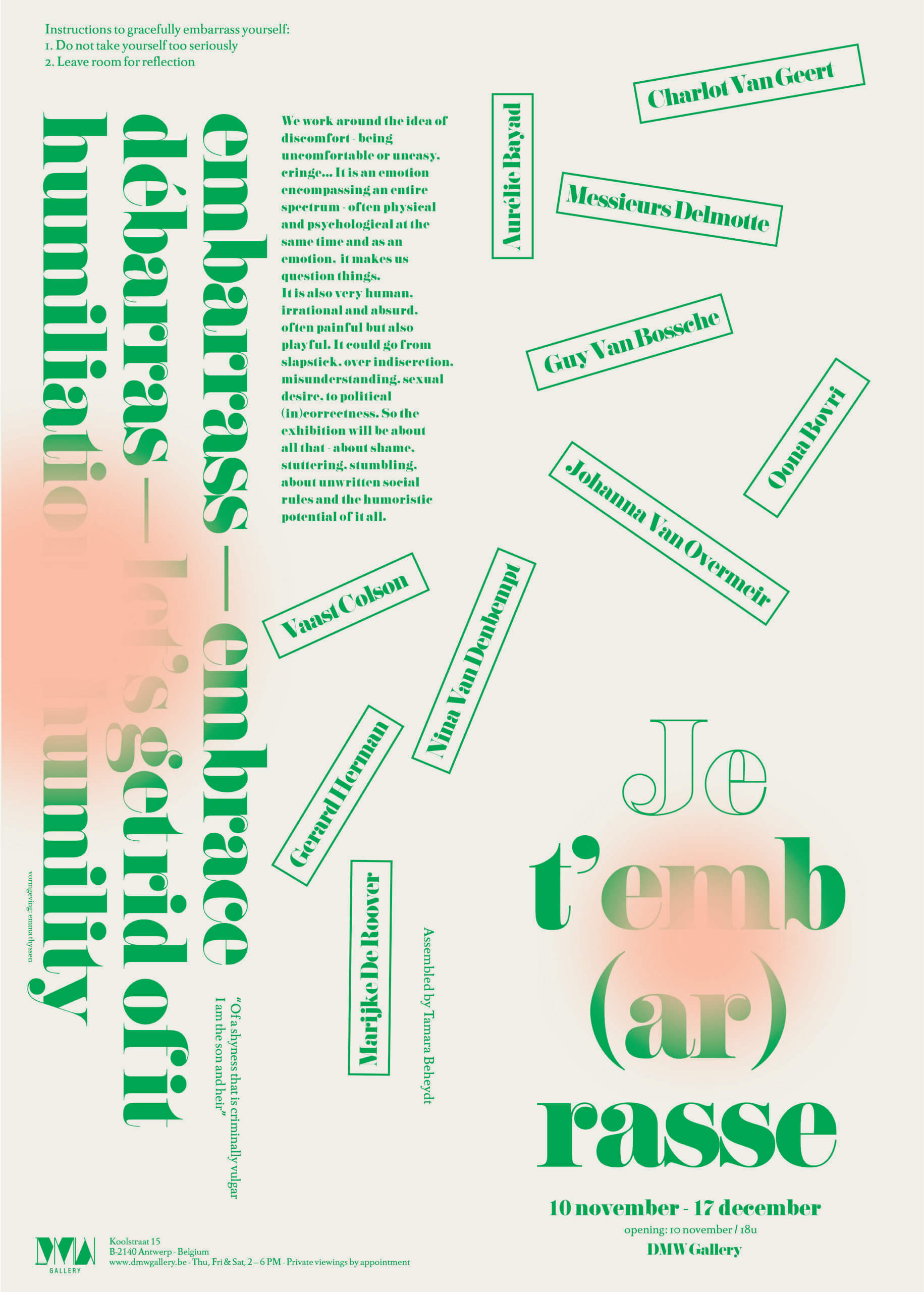 Je tembarrasse, DMW Gallery, Flyer, exhibition